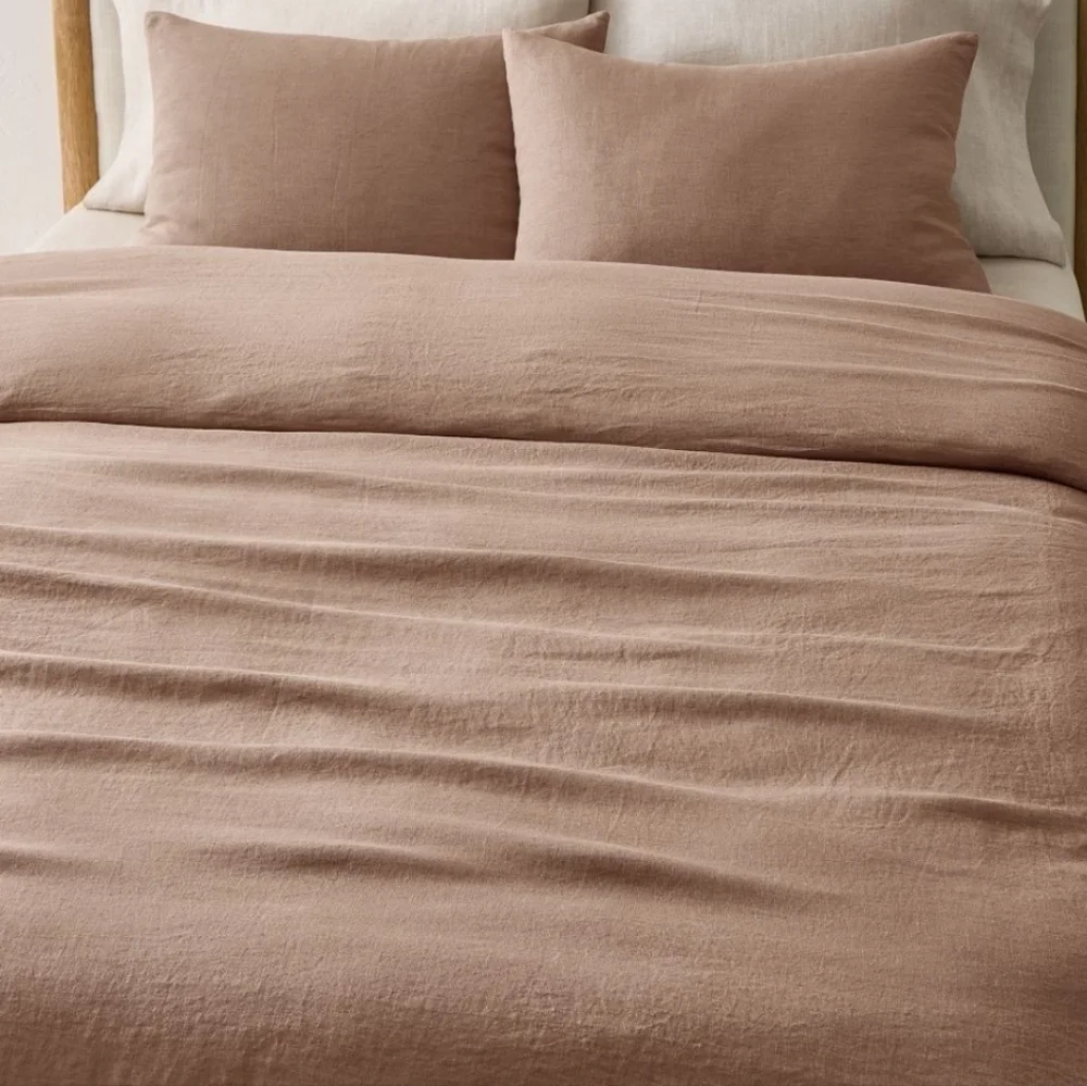 European Flax Linen Duvet Cover, Size King/ Cal. King,Mulberry, Retail $289 USD